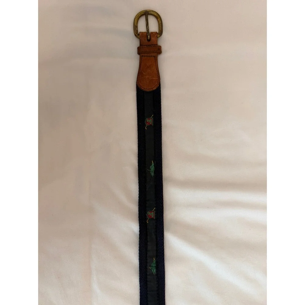 Façonnable Sellier Mens Navy Woven Leather Belt Made in France 95/38